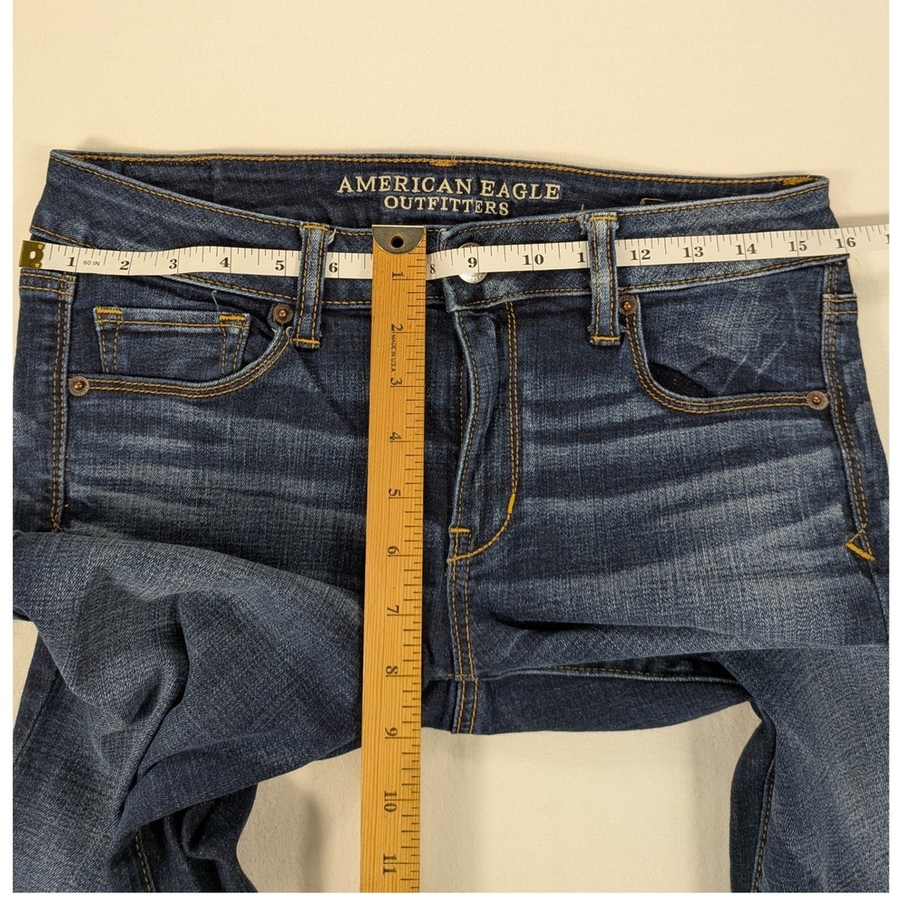 American Eagle Skinny Kick Boot Jeans Womens 10s Denim Low Rise Flare Preppy Y2k - Picture 7 of 9